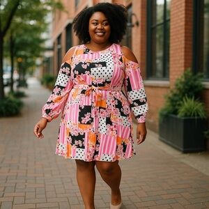 Cato | Plus Size Bright Mixed Print Dress Size 26/28